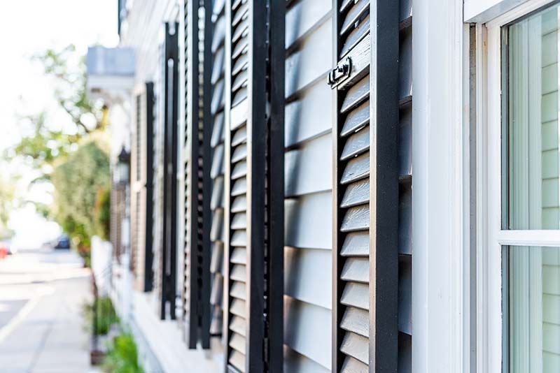 Exterior Wood Shutters on Home